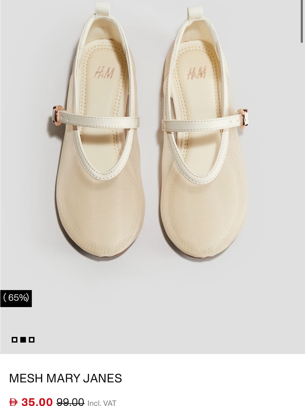 H&M Beige Mesh Mary Jane Flats with Strap